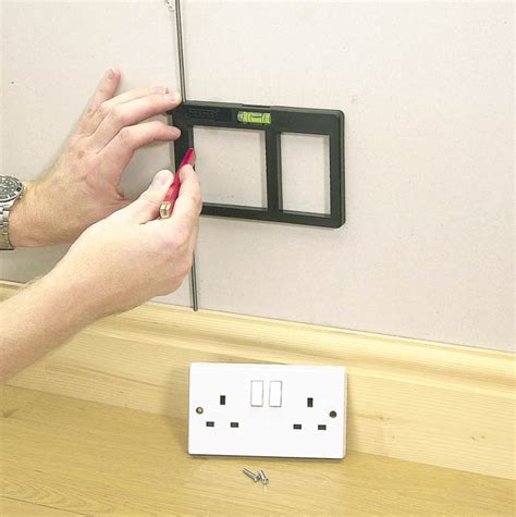 electrical socket pattress back box template built in level|electrical socket back box template.